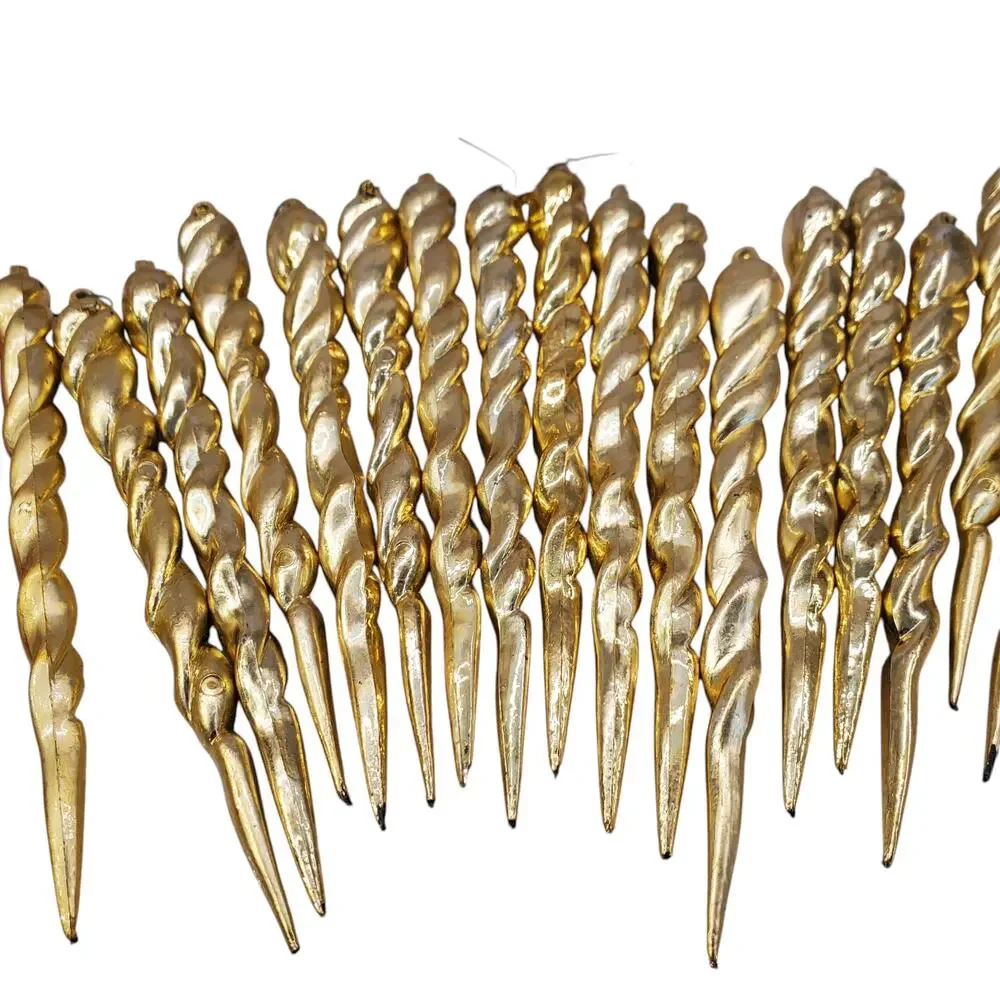 Vintage Spiral Icicle Ornaments 5 Inch Red Gold Tinsel Icicle Christmas Decor